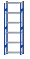 SCHULTE Steckregal, Fachbodenregale Stecksystem, Grundregal, beidseitig nutzbar, H2500xB750xT300 mm, 6 Fachböden, Fachlast 85 kg, RAL 5010 enzianblau / verzinkt