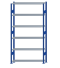 SCHULTE Steckregal, Fachbodenregale Stecksystem, Grundregal, beidseitig nutzbar, H2500xB1300xT300 mm, 6 Fachböden, Fachlast 85 kg, RAL 5010 enzianblau / verzinkt