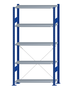 SCHULTE Steckregal, Fachbodenregale Stecksystem, Grundregal, einseitig nutzbar, H2000xB1000xT300 mm, 5 Fachböden, Fachlast 150 kg, RAL 5010 enzianblau / verzinkt