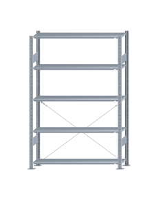 SCHULTE Steckregal, Fachbodenregale Stecksystem, Grundregal, einseitig nutzbar, H2000xB1300xT300 mm, 5 Fachböden, Fachlast 150 kg, sendzimirverzinkt