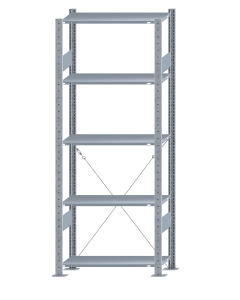 SCHULTE Steckregal, Fachbodenregale Stecksystem, Grundregal, einseitig nutzbar, H2000xB750xT300 mm, 5 Fachböden, Fachlast 150 kg, sendzimirverzinkt