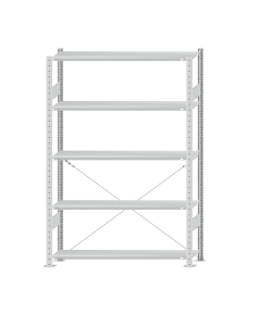 SCHULTE Steckregal, Fachbodenregale Stecksystem, Grundregal, einseitig nutzbar, H2000xB1300xT300 mm, 5 Fachböden, Fachlast 150 kg, RAL 7035 lichtgrau