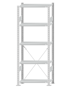 SCHULTE Steckregal, Fachbodenregale Stecksystem, Grundregal, einseitig nutzbar, H2000xB750xT300 mm, 5 Fachböden, Fachlast 150 kg, RAL 7035 lichtgrau