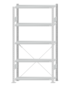 SCHULTE Steckregal, Fachbodenregale Stecksystem, Grundregal, einseitig nutzbar, H2000xB1000xT300 mm, 5 Fachböden, Fachlast 150 kg, RAL 7035 lichtgrau