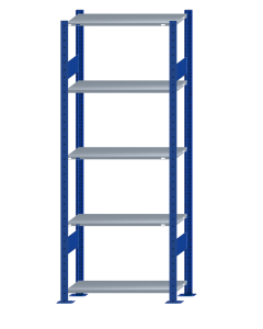 SCHULTE Steckregal, Fachbodenregale Stecksystem, Grundregal, beidseitig nutzbar, H2000xB750xT300 mm, 5 Fachböden, Fachlast 85 kg, RAL 5010 enzianblau / verzinkt