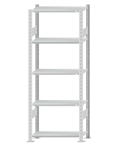 SCHULTE Steckregal, Fachbodenregale Stecksystem, Grundregal, beidseitig nutzbar, H2000xB750xT300 mm, 5 Fachböden, Fachlast 85 kg, RAL 7035 lichtgrau