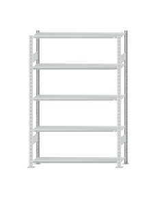 SCHULTE Steckregal, Fachbodenregale Stecksystem, Grundregal, beidseitig nutzbar, H2000xB1300xT300 mm, 5 Fachböden, Fachlast 85 kg, RAL 7035 lichtgrau