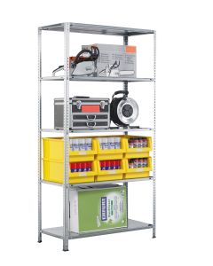 SCHULTE Schraubregal - Fachbodenregale Schraubsystem, Grundregal, beidseitig nutzbar, H2000xB1000xT800 mm, 5 Fachböden, Fachlast 150 kg, sendzimirverzinkt