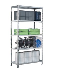 SCHULTE Schraubregal - Fachbodenregale Schraubsystem, Grundregal, beidseitig nutzbar, H2000xB1000xT800 mm, 5 Fachböden, Fachlast 250 kg, sendzimirverzinkt