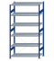 SCHULTE Steckregal, Fachbodenregale Stecksystem, Grundregal, einseitig nutzbar, H2500xB1300xT600 mm, 6 Fachböden, Fachlast 250 kg, RAL 5010 enzianblau / verzinkt