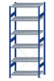 SCHULTE Steckregal, Fachbodenregale Stecksystem, Grundregal, einseitig nutzbar, H2500xB1000xT600 mm, 6 Fachböden, Fachlast 250 kg, RAL 5010 enzianblau / verzinkt