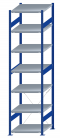 SCHULTE Steckregal, Fachbodenregale Stecksystem, Grundregal, einseitig nutzbar, H3000xB750xT800 mm, 7 Fachböden, Fachlast 250 kg, RAL 5010 enzianblau / verzinkt