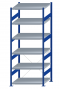 SCHULTE Steckregal, Fachbodenregale Stecksystem, Grundregal, einseitig nutzbar, H2500xB1000xT800 mm, 6 Fachböden, Fachlast 330 kg, RAL 5010 enzianblau / verzinkt