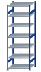 SCHULTE Steckregal, Fachbodenregale Stecksystem, Grundregal, einseitig nutzbar, H3000xB1000xT800 mm, 7 Fachböden, Fachlast 330 kg, RAL 5010 enzianblau / verzinkt