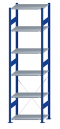 SCHULTE Steckregal, Fachbodenregale Stecksystem, Grundregal, einseitig nutzbar, H2750xB750xT500 mm, 6 Fachböden, Fachlast 150 kg, RAL 5010 enzianblau / verzinkt